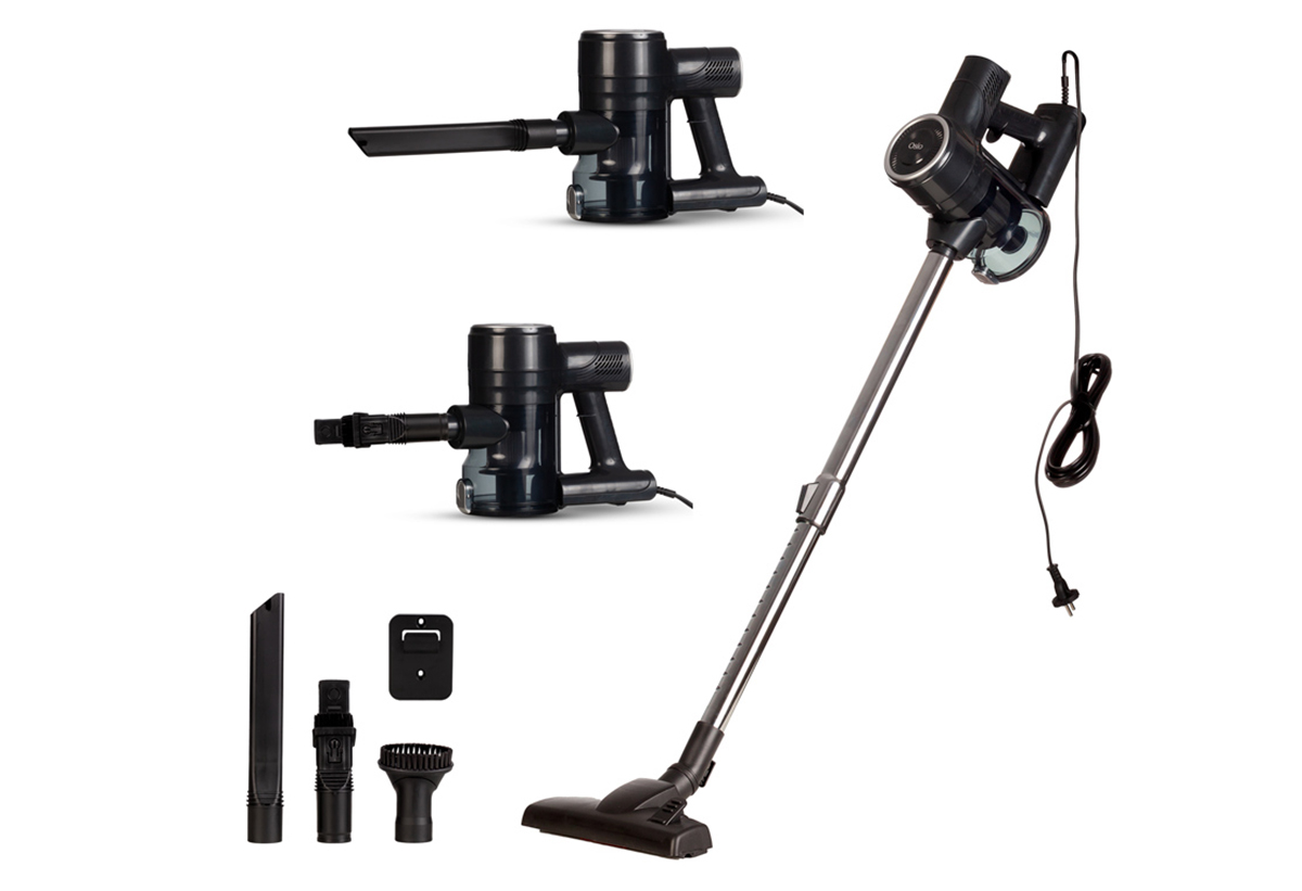 Παρουσιάζονται όλα τα εξαρτήματα της σκούπας.